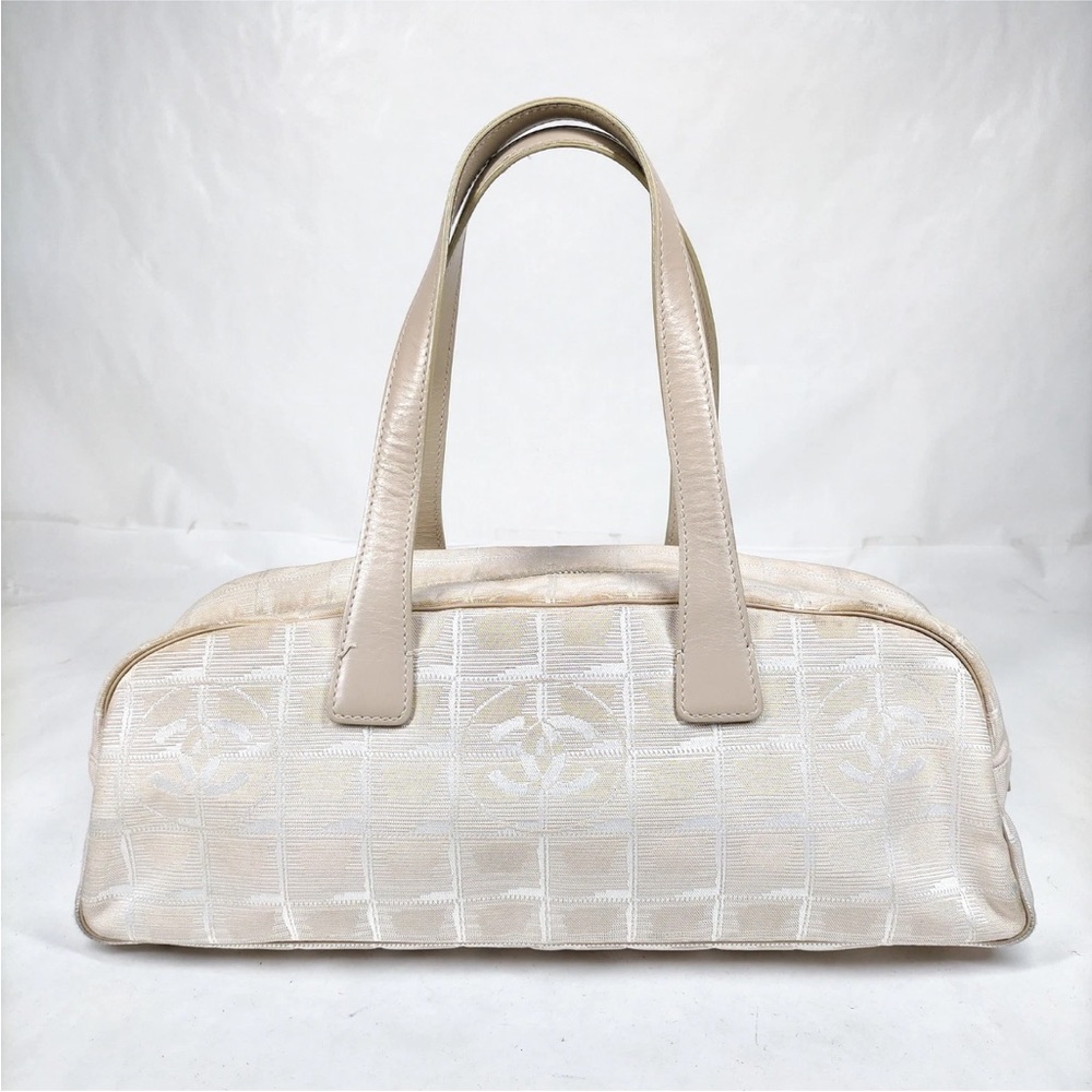Chanel Hand Bag Beige Canvas Leather Woman Authentic Used - Picture 10 of 10